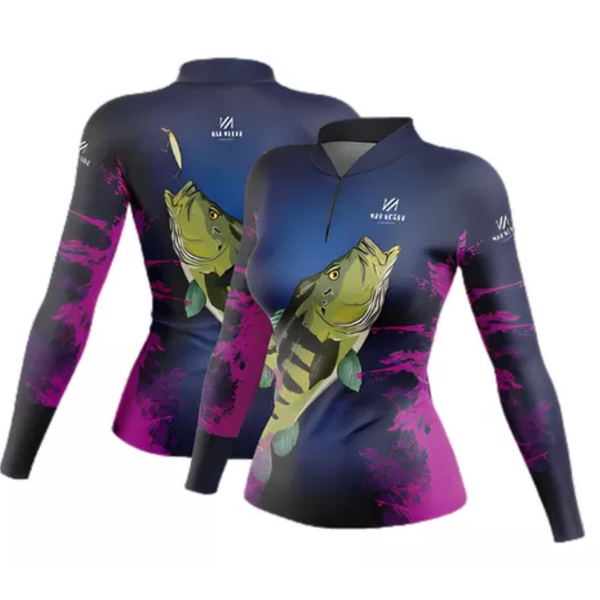 Camisa Mar Negro Feminina Tucunaré Rosa - Pescaria Marca Grife da Pesca - Foto 1 | Grife da Pesca