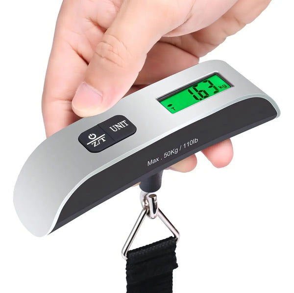 Balança Digital Portátil Até 50kg Mão balança com trava Mala Bagagem Prateado