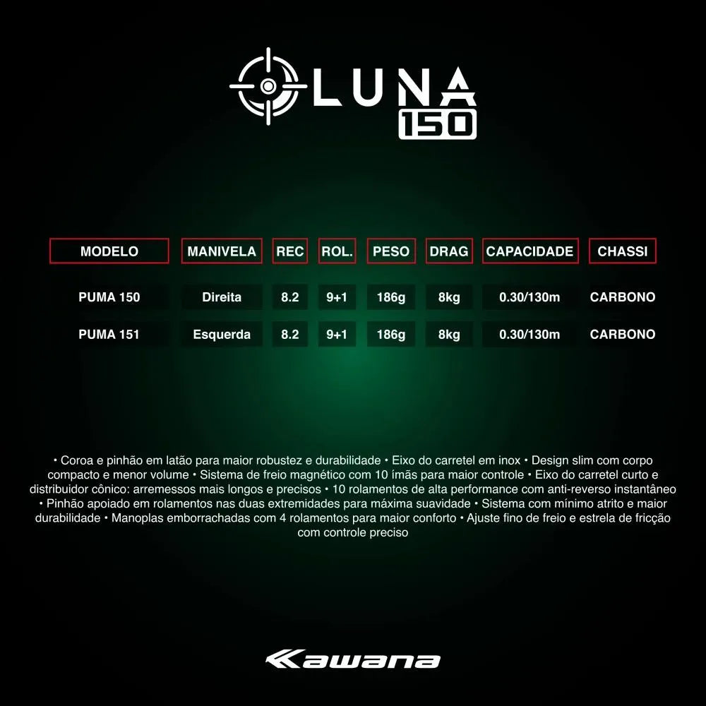 Carretilha Pesca Kawana Luna 186g Drag 8kg - Pescaria Marca Grife da Pesca - Foto 8 | Grife da Pesca
