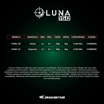 Carretilha Pesca Kawana Luna 186g Drag 8kg - Pescaria Marca Grife da Pesca - Foto 8 | Grife da Pesca