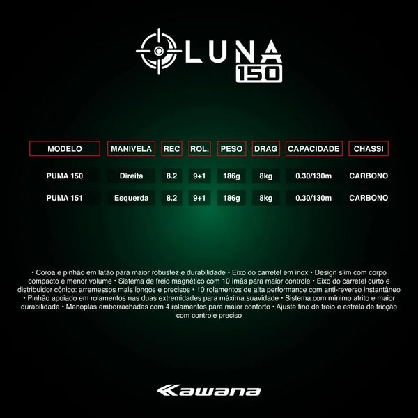 Carretilha Pesca Kawana Luna 186g Drag 8kg - Pescaria Marca Grife da Pesca - Foto 8 | Grife da Pesca
