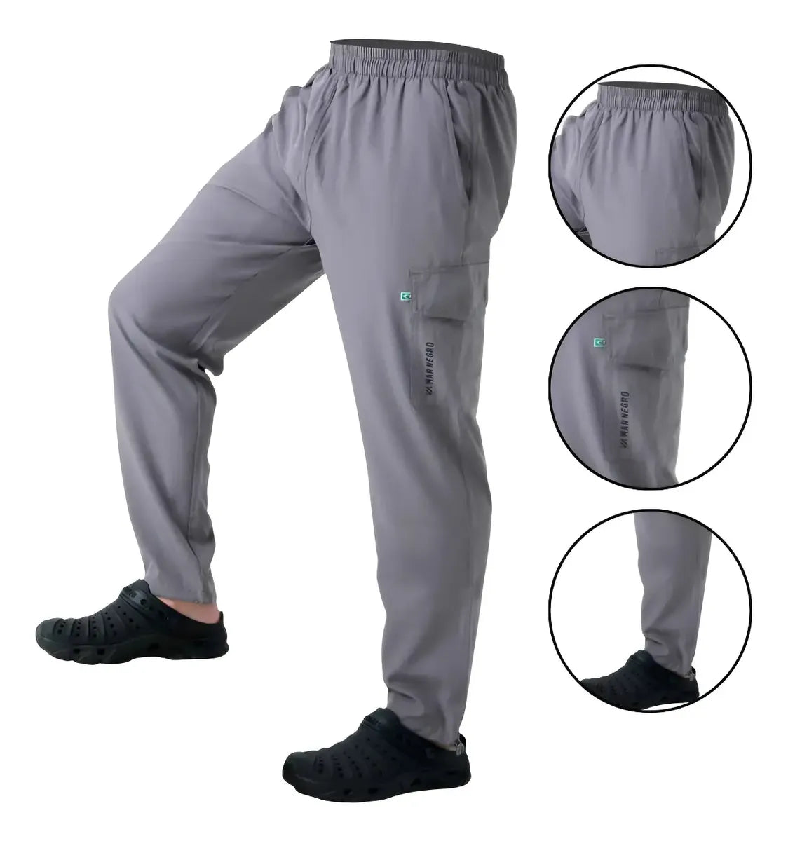 Calça de Pesca Masculina Flex Mar Negro Cor Cinza