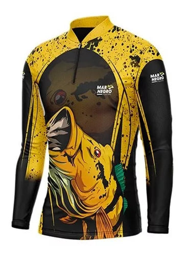 Camisa Masculina Mar Negro Tucunare Amarelo - Pescaria Marca Grife da Pesca - Foto 1 | Grife da Pesca