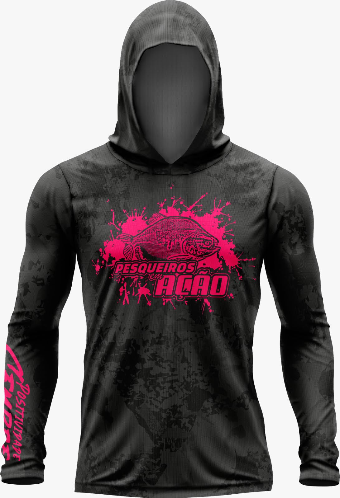 Camiseta Pesqueiro em Ação Black com Capuz
