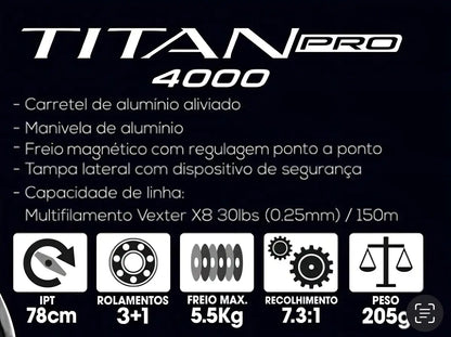 Carretilha Marine Sports Titan Pro 4000 7.31 4 Rolamentos Azul - Pescaria Marca Grife da Pesca - Foto 5 | Grife da Pesca