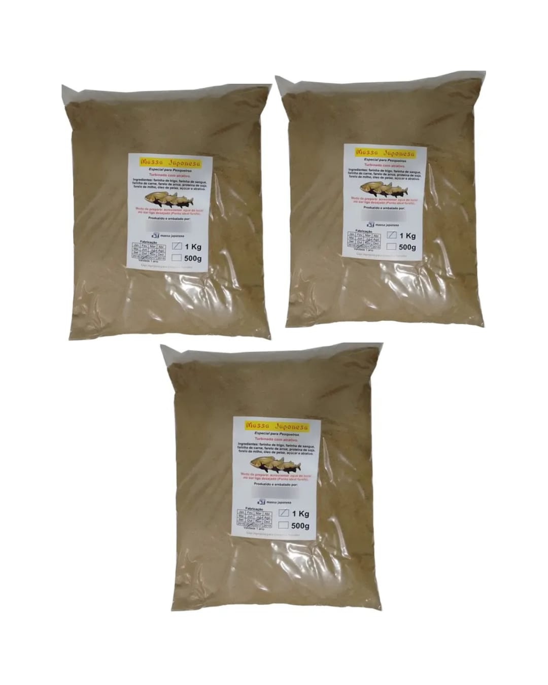 Kit com 3 Massa Japonesa Tradicional 1 kg - Pescaria Marca Grife da Pesca - Foto 1 | Grife da Pesca