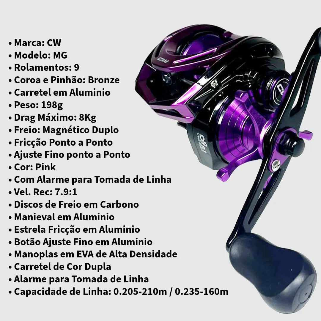 Carretilha CW MG Pink9 Rolamentos Direita