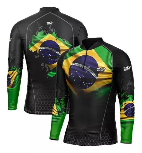 Camisa Mar Negro Masculina Brasil 1 - Pescaria Marca Grife da Pesca - Foto 1 | Grife da Pesca