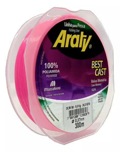 Linha Araty Best Cast rosa 300m - Pescaria Marca Grife da Pesca - Foto 1 | Grife da Pesca