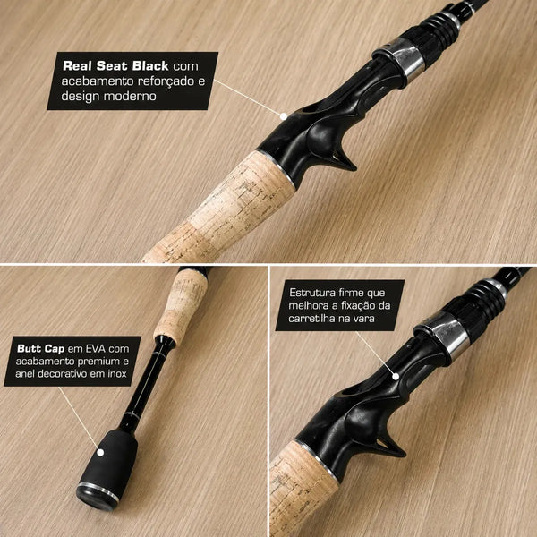 Vara Pesca Carbolux Carbono Im6 17lbs Ação Rápida 1,68m 2p Preto