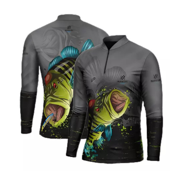 Camisa Mar Negro Masculina Tucunare Azul 1 - Pescaria Marca Grife da Pesca - Foto 1 | Grife da Pesca