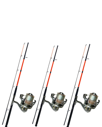 Conjunto Com 3 Varas Manjuba De 2,40 Metros+ 3 Molinetes MP50 Albatroz de 3 Rolamentos com Linha - Pescaria Marca Grife da Pesca - Foto 2 | Grife da Pesca
