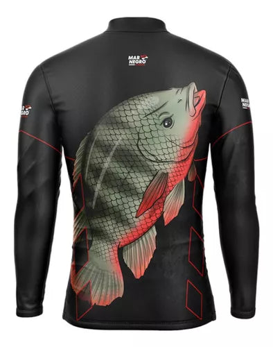 Camisa Mar Negro Masculina Tilapia - Pescaria Marca Grife da Pesca - Foto 3 | Grife da Pesca