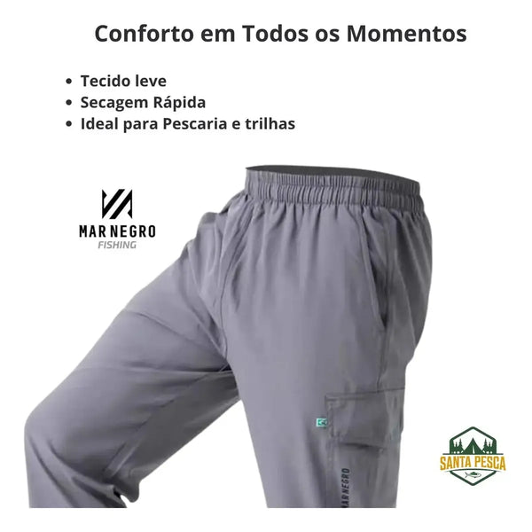 Calça de Pesca Masculina Flex Mar Negro Cor Cinza