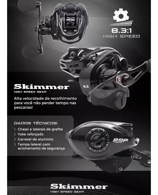 Carretilha Skimmer Pop Fishing 10 rolamentos - Pescaria Marca Grife da Pesca - Foto 2 | Grife da Pesca