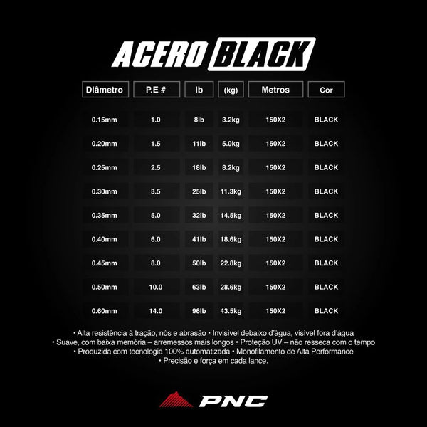Linha Monofilamento PNC Acero Black 300 Mtrs 0,35mm - Pescaria Marca Grife da Pesca - Foto 2 | Grife da Pesca