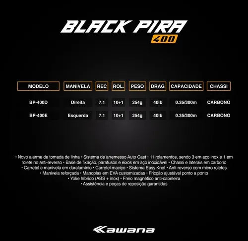 Carretilha Black Pira Kawana 400 - Pescaria Marca Grife da Pesca - Foto 5 | Grife da Pesca
