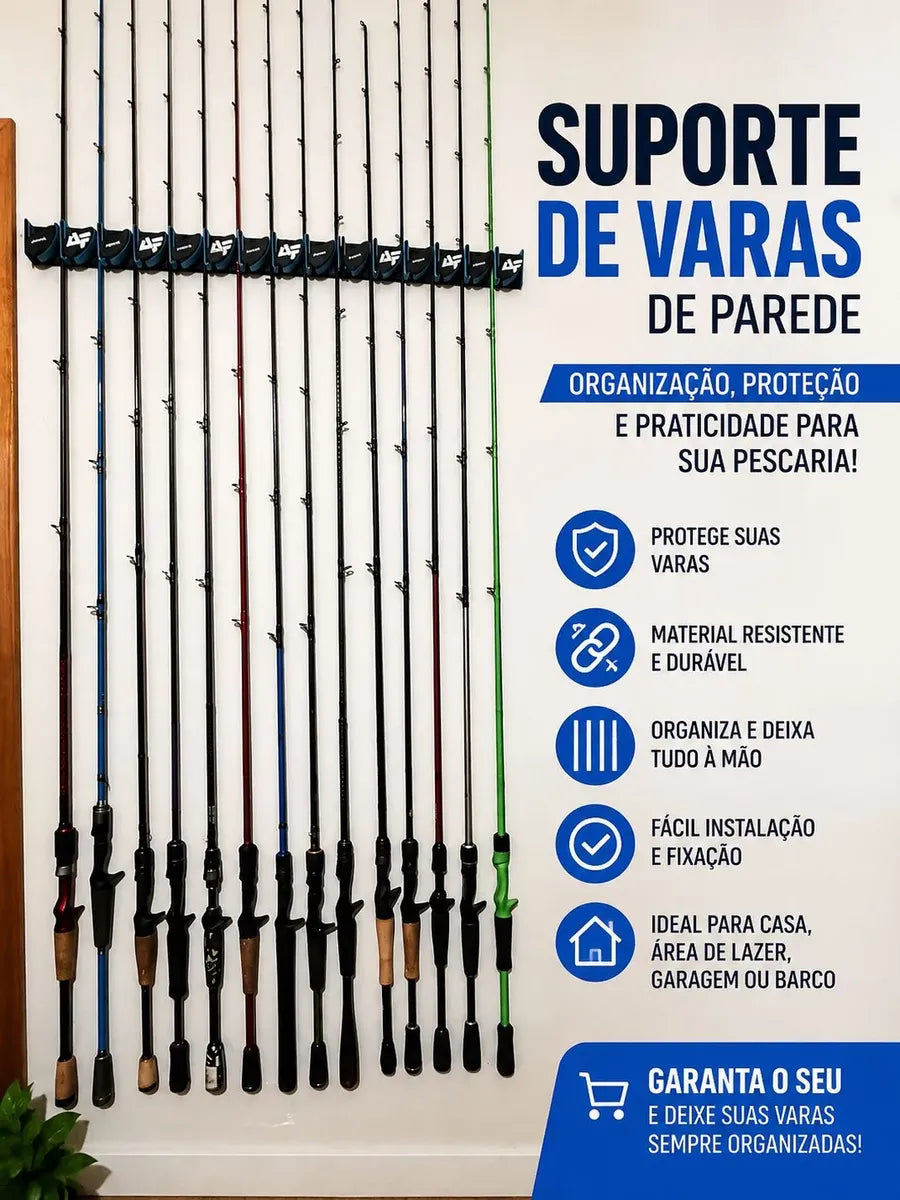 Suporte Varas P/ Parede 6 Varas Premium Gota 306 Organizador