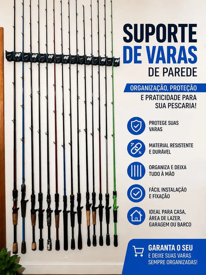 Suporte Varas P/ Parede 6 Varas Premium Gota 306 Organizador