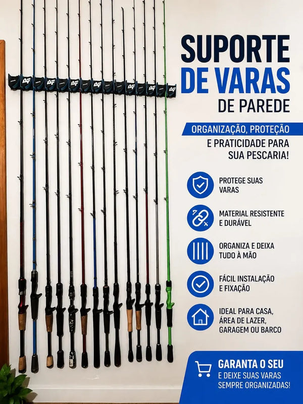 Suporte Varas P/ Parede 6 Varas Premium Gota 306 Organizador