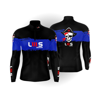 CAMISA DE PESCA – LMS RODS AZUL E PRETO - Pescaria Marca Grife da Pesca - Foto 1 | Grife da Pesca