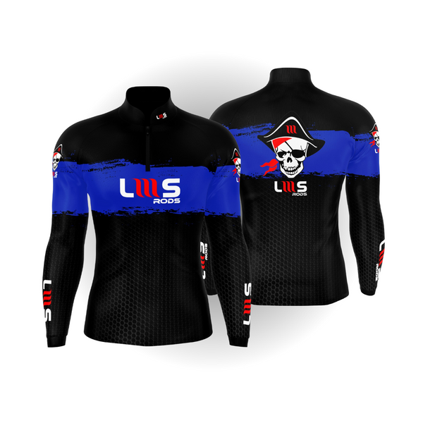 CAMISA DE PESCA – LMS RODS AZUL E PRETO - Pescaria Marca Grife da Pesca - Foto 1 | Grife da Pesca