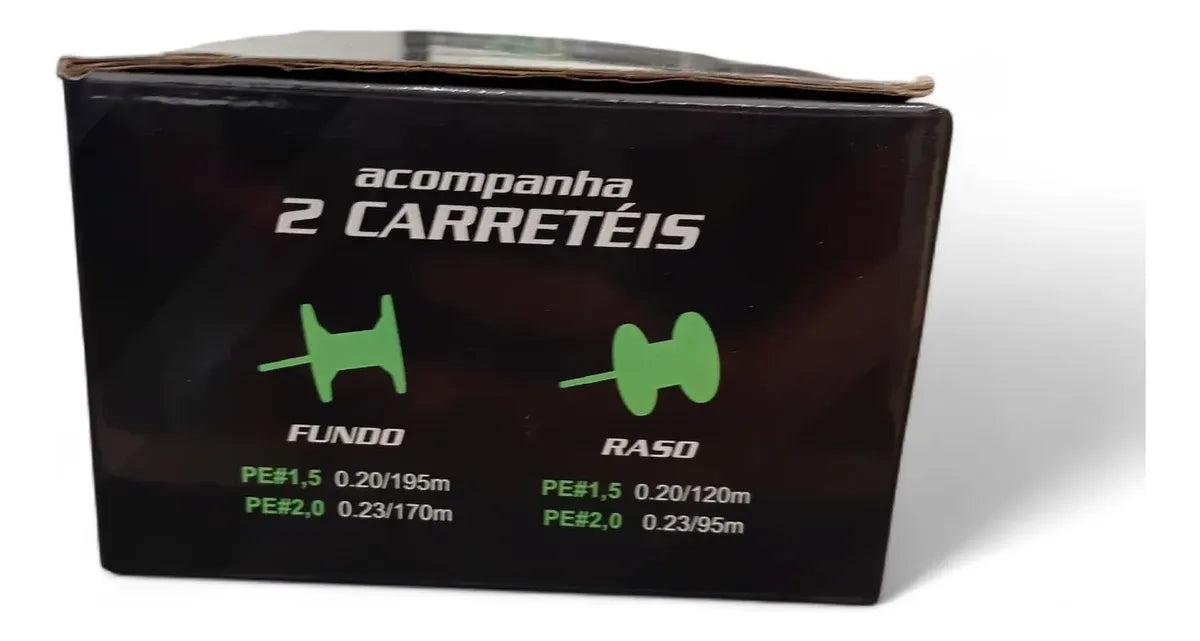 Carretilha Pesca Cw Ds 200 10rol Drag 10kg 2 Carreteis Preto