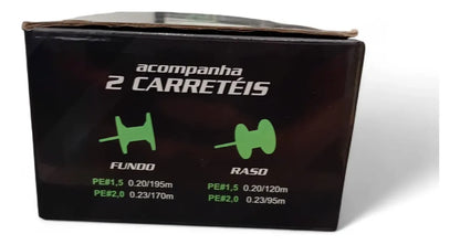 Carretilha Pesca Cw Ds 200 10rol Drag 10kg 2 Carreteis Preto