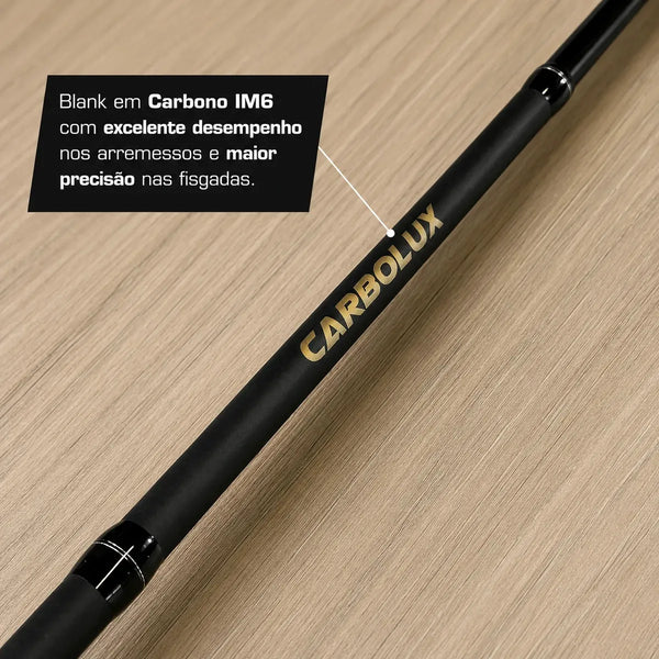 Vara Pesca Carbolux Carbono Im6 17lbs Ação Rápida 1,68m 2p Preto