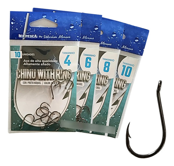Anzol Chinu Black Whith Ring 9937 MX Pesca - Pescaria Marca Grife da Pesca - Foto 1 | Grife da Pesca