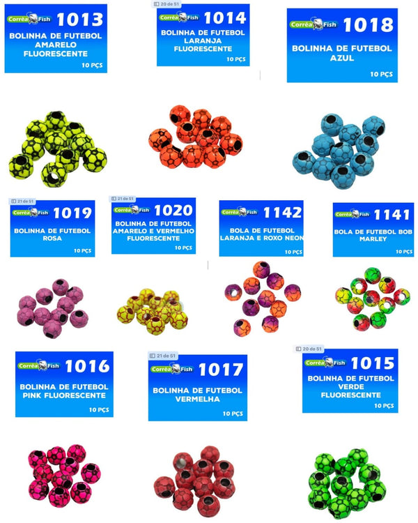 Kit com 10 Pacotes de Miçangas Bolinha de Futebol cores Variadas - Pescaria Marca Grife da Pesca - Foto 1 | Grife da Pesca