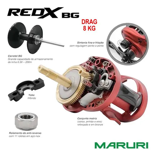 Carretilha Maruri RedX BG - Pescaria Marca Grife da Pesca - Foto 3 | Grife da Pesca