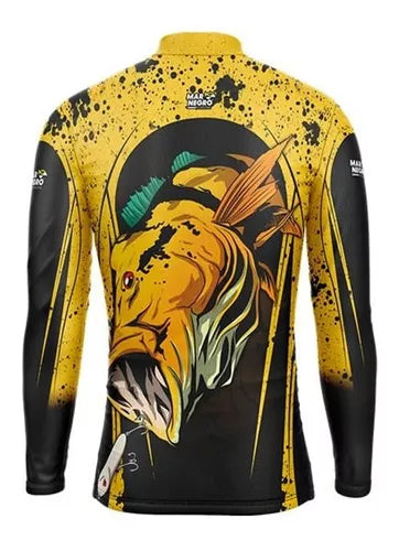 Camisa Masculina Mar Negro Tucunare Amarelo - Pescaria Marca Grife da Pesca - Foto 2 | Grife da Pesca