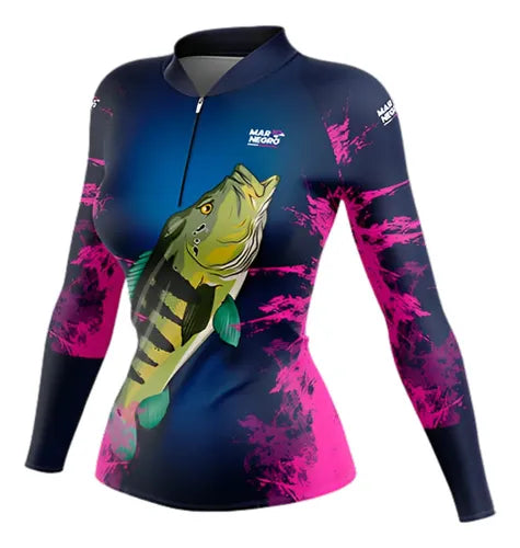 Camiseta Mar Negro Infantil Tucunare Rosa - Pescaria Marca Grife da Pesca - Foto 3 | Grife da Pesca