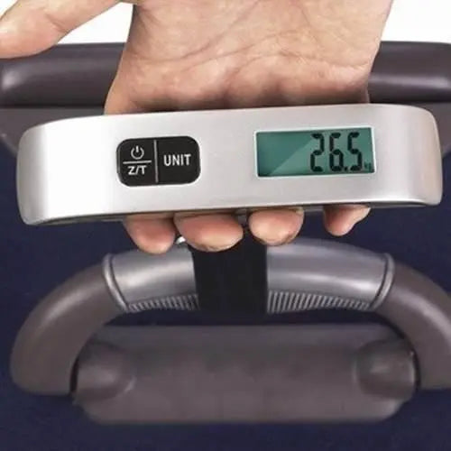 Balança Digital Portátil Até 50kg Mão balança com trava Mala Bagagem Prateado