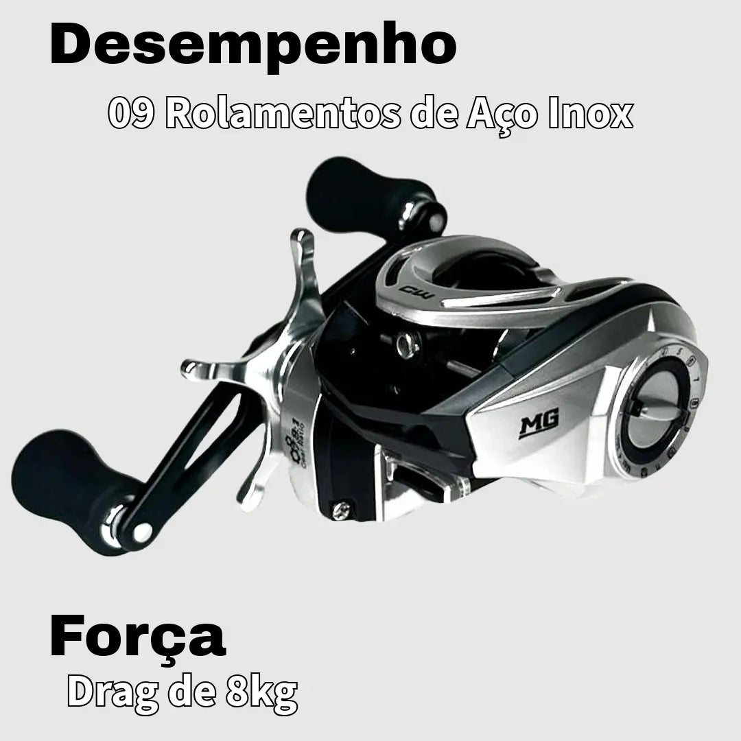 Carretilha CW MG Silver 9 Rolamentos