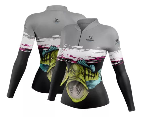 Camisa Mar Negro Feminina Tucunaré Azul - Pescaria Marca Grife da Pesca - Foto 1 | Grife da Pesca