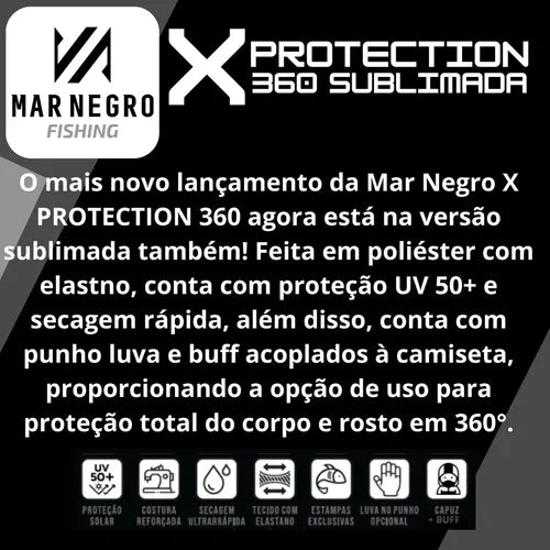 Camiseta Mar Negro Masculina X Protection 360 Camo Blue - Pescaria Marca Grife da Pesca - Foto 5 | Grife da Pesca