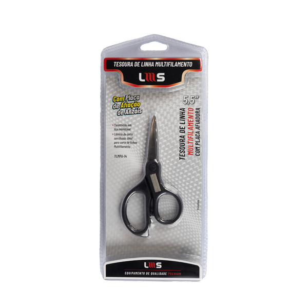 Tesoura De Linha Multifilamento Lumis 5,5'' Com Placa Afiadora De Anzois