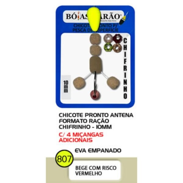 Anteninha chifrinho empanado 10mm boias barão