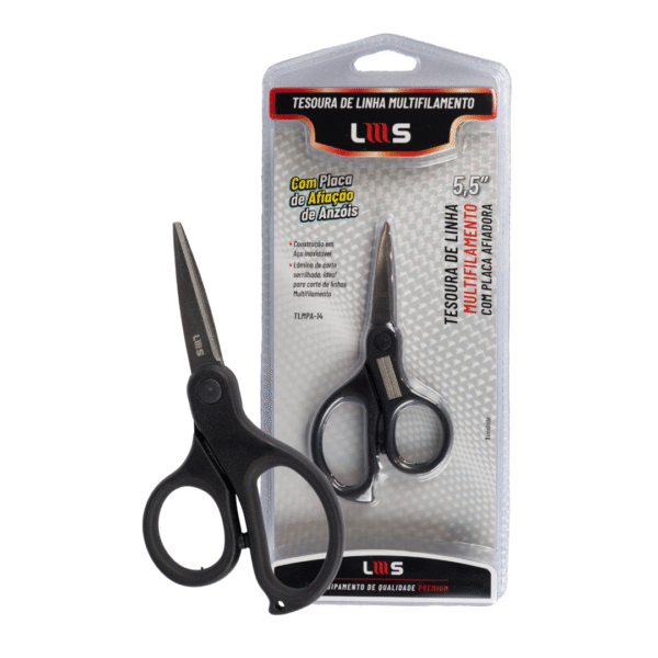 Tesoura De Linha Multifilamento Lumis 5,5'' Com Placa Afiadora De Anzois