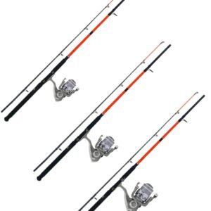 Conjunto Com 3 Varas Manjuba De 3,0 Metros+ 3 Molinetes MP50 Albatroz de 3 Rolamentos com Linha