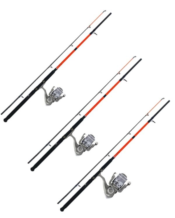 Conjunto Com 3 Varas Manjuba De 3,0 Metros+ 3 Molinetes MP50 Albatroz de 3 Rolamentos com Linha